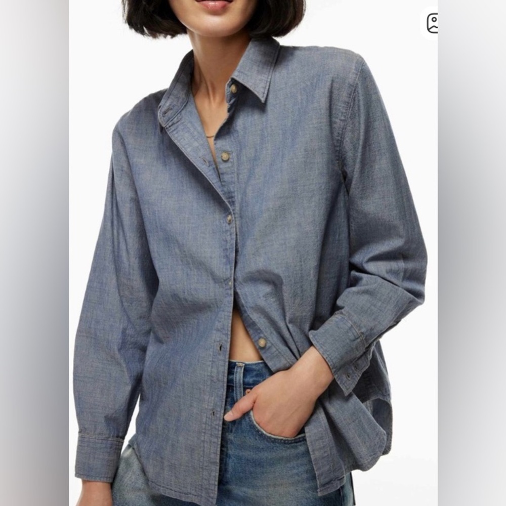 Denim Forum The Jane Longsleeve Shirt in Bleu with Love.